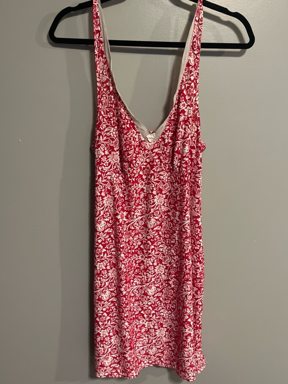 Red Floral Slip Dress Nightgown